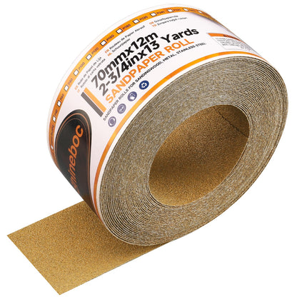 Shinboc Sandpaper Roll 220 Grit, Hook ＆ Loop Sand Paper 2-3/4 Inch x 13 Yd