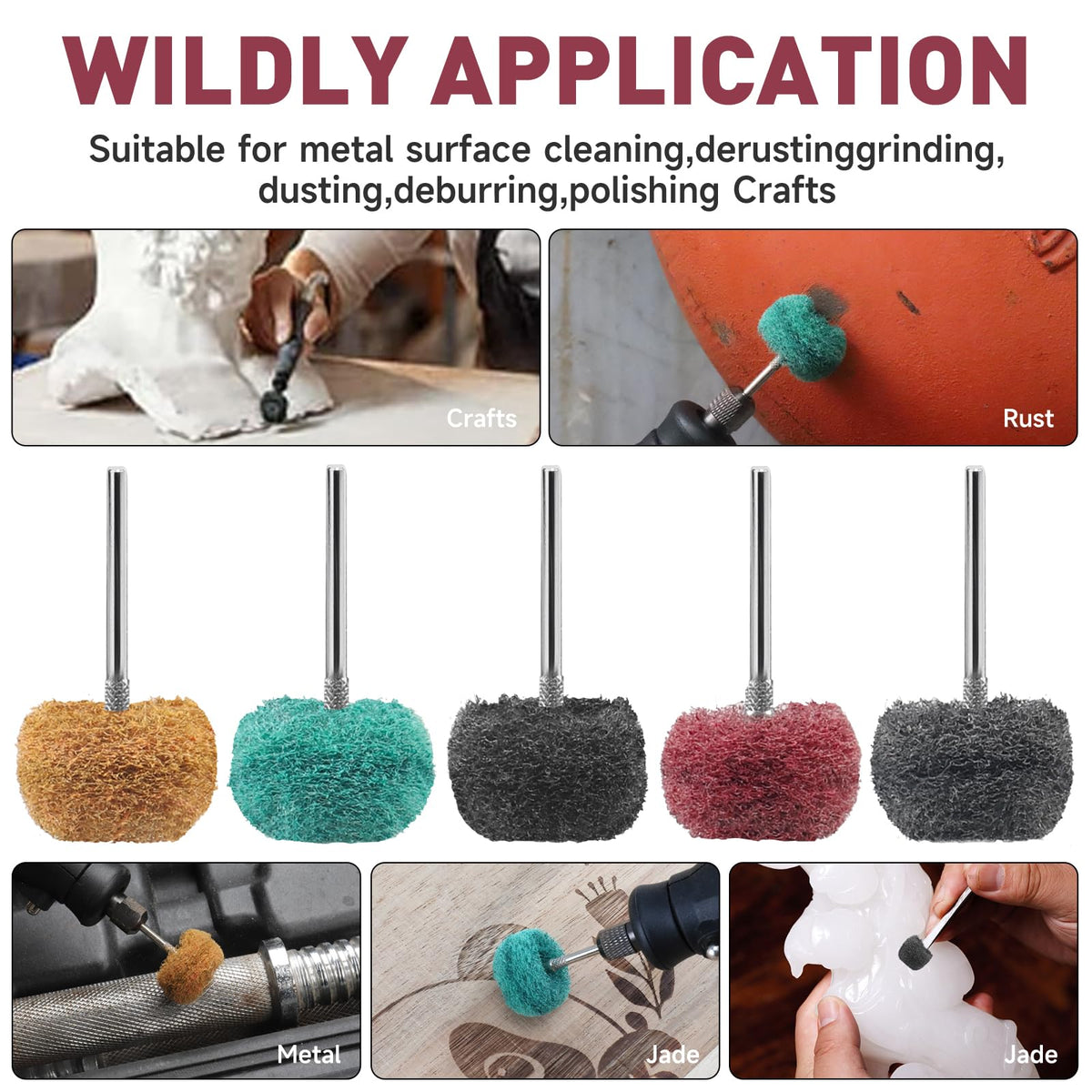 100 PCS Abrasive Buffing Wheel, 1 Inch Polishing Kit 80-600 Grit