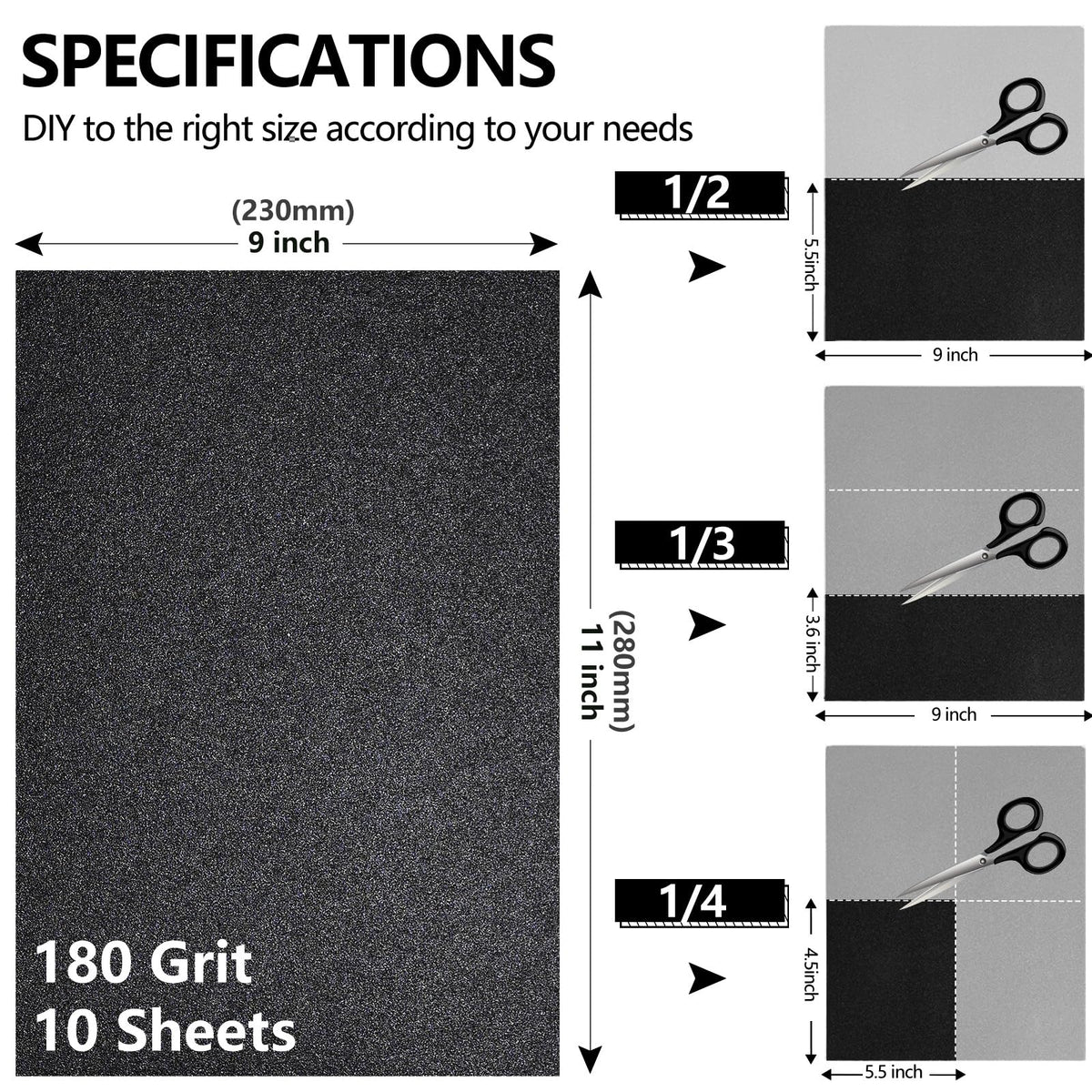 Sandpaper Assortment, Wet Dry Sand Paper 9 x 3.6 Inch