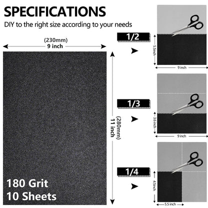 Sandpaper Assortment, Wet Dry Sand Paper 9 x 3.6 Inch