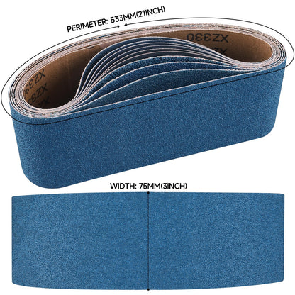 40-Piece Premium 1/2 x 18 Inch Zirconia Sanding Belts 40-400 Grit