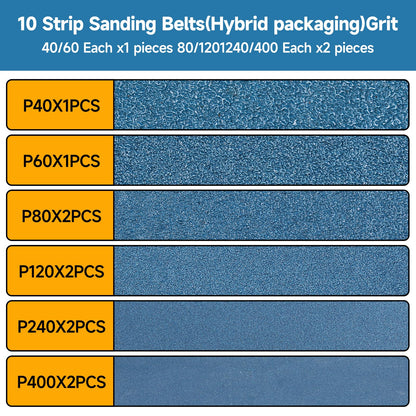 40-Piece Premium 1/2 x 18 Inch Zirconia Sanding Belts 40-400 Grit