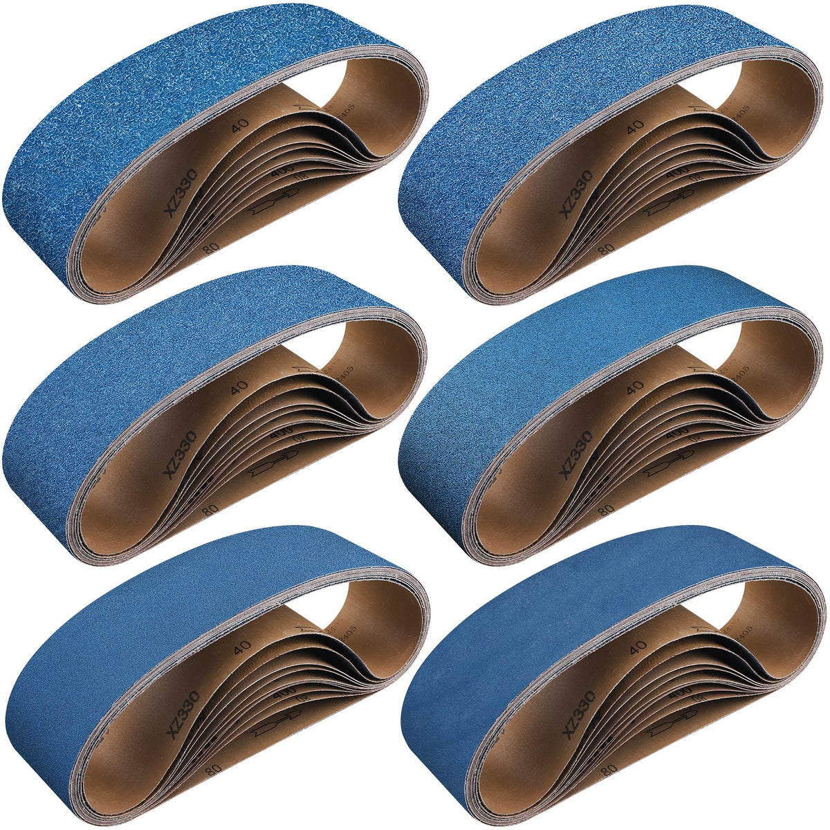 40-Piece Premium 1/2 x 18 Inch Zirconia Sanding Belts 40-400 Grit