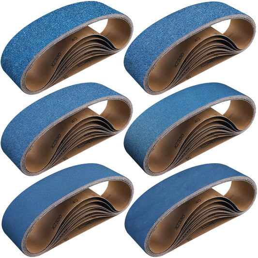 40-Piece Premium 1/2 x 18 Inch Zirconia Sanding Belts 40-400 Grit